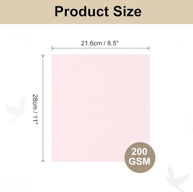 25 Sheets Parchment Paper Aged Look Stationery 200GSM Vintage Paper Sheet, [for Certificate, Invitation, Envelope] - 8.5 x 11 Inch/Pink