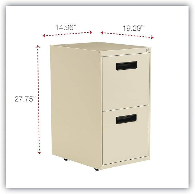 Alera PAFFPY Two-Drawer Metal Pedestal File, 14 7/8w x 19-1/8d x 27-3/4h, Putty