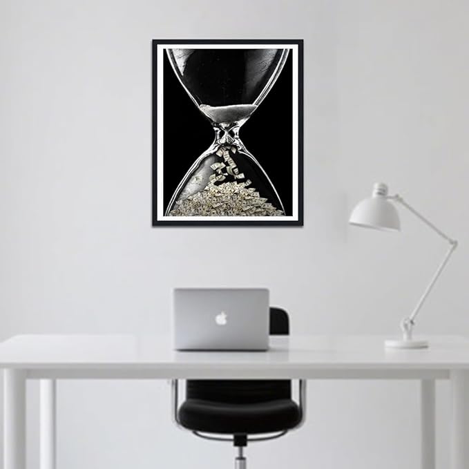 Time is Money Framed Canvas Print Wall Art, Motivational Poster, Office & Dorm Decor, Ready to Hang, 12.5x16.5 Inches