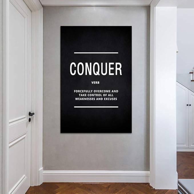 Yatsen Bridge Motivational Wall Art for Office Inspirational Canvas Painting Conquer Verb Posters Inspiring Quotes Positive Motto Sign Prints Artwork Home Living Room Decorations Framed (24”Wx36”H)