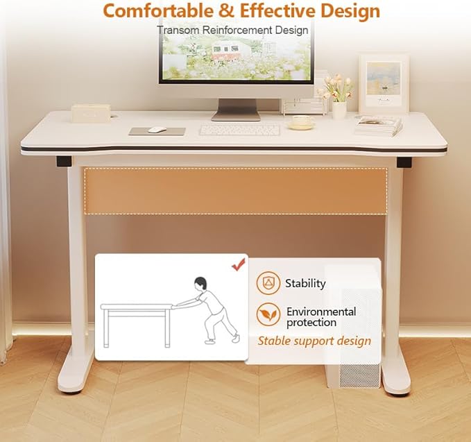 Gaming Desk Computer Writing Table for Home Office Student Art Modern Simple Style with T-Shaped Metal Bracket PC Wood Suitable for Offices&Bedrooms