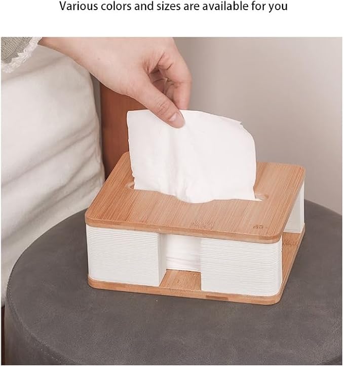 Stylish Tissue Box Household Box Car Tissue Box and Bamboo Tissue Storage Box for Bathroom Vanity Countertop Office Home Décor Gift Modern Tissue Box (Color : Brown) (White)