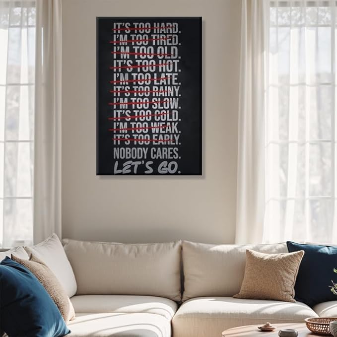FLZKGAP Inspirational Wall Art Poster for Office, Framed Canvas Motivational Print, Large Quotes Artwork for Living Room, Unique Canvas Prints, Ready to Hang