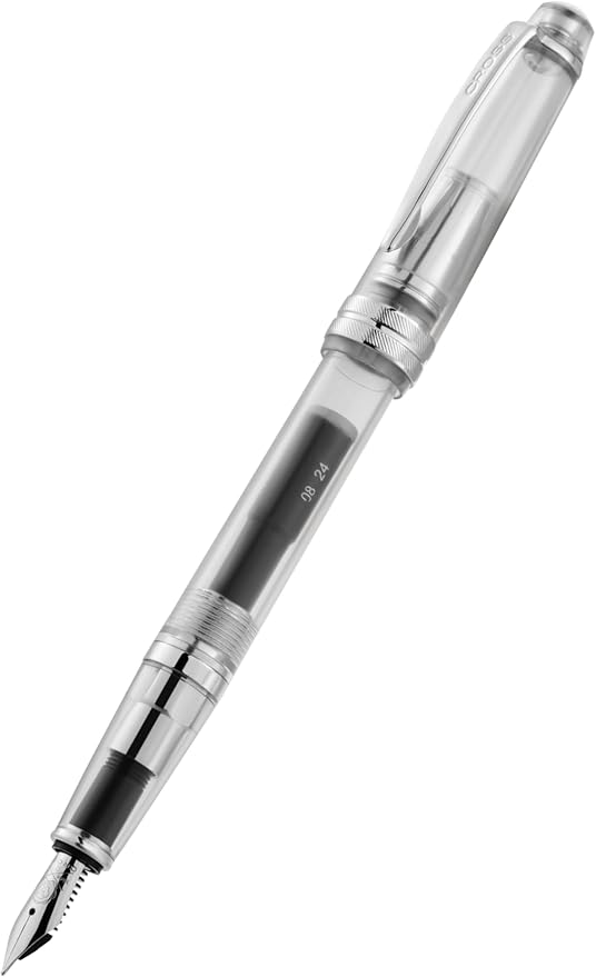 Cross Bailey Light Translucent Clear Resin Extra-Fine Nib Fountain Pen - Professional Pen for Effortless Writing - Journaling, Note-Taking & More - Black Ink - Easy Handling