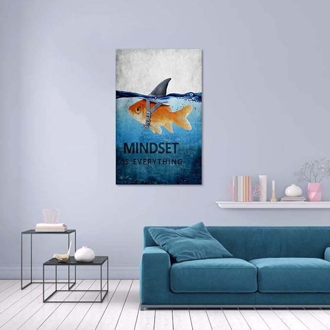 Mindset is Everything Motivational Canvas Office Wall Art Inspirational Entrepreneur Quotes Poster Print Painting Picture for Bathroom Decor Framed 28" W x 44" H