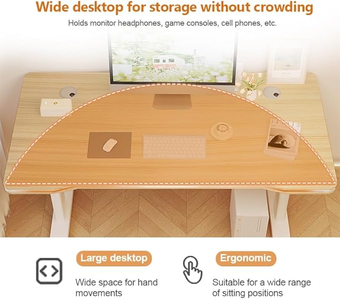 Gaming Desk Computer Writing Table for Home Office Student Art Modern Simple Style with T-Shaped Metal Bracket PC Wood Suitable for Offices&Bedrooms