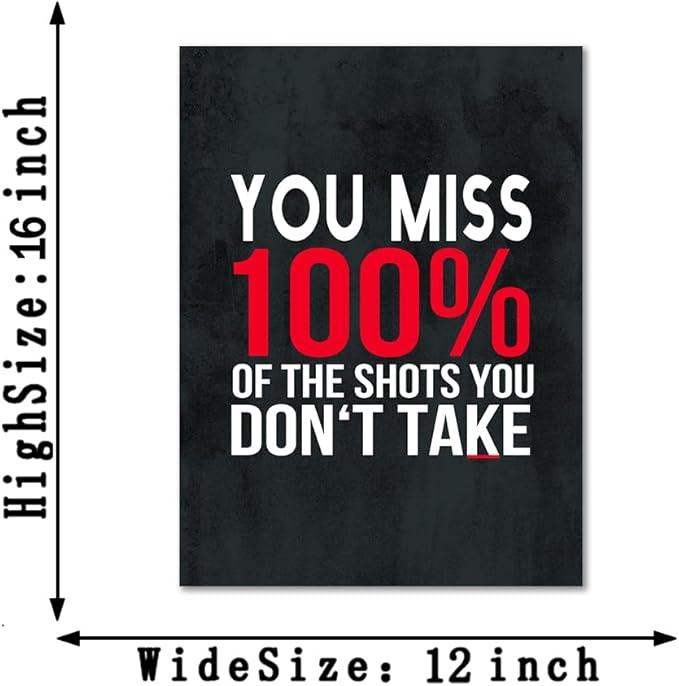 Yatsen Bridge Motivational Wall Art - You Miss 100% Of The Shots Quote, Framed Inspirational Canvas Prints Teamwork Poster for Office & Home Decor (24x36 Inch)