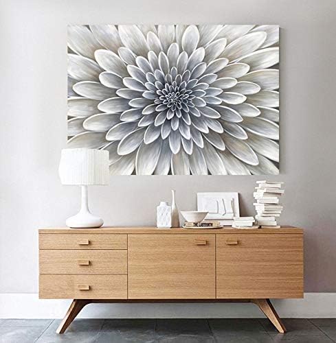 Yihui Arts Large White Flower Wall Painting Hand Painted Floral Pictures Artwork For Dinning Room Decoration,36x48IN