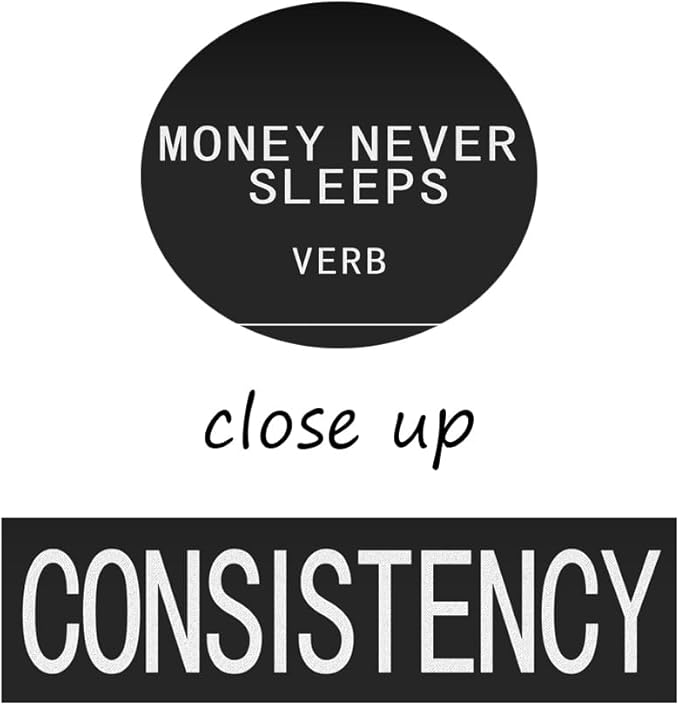 Money Never Sleeps Verb Inspirational Painting Wall Art 3 Pieces Canvas Print Office Wall Decor Discipline Consistency Noun Poster Framed Motivational Quotes for Wall Art Home Gym Decor[72" W X 36" H]