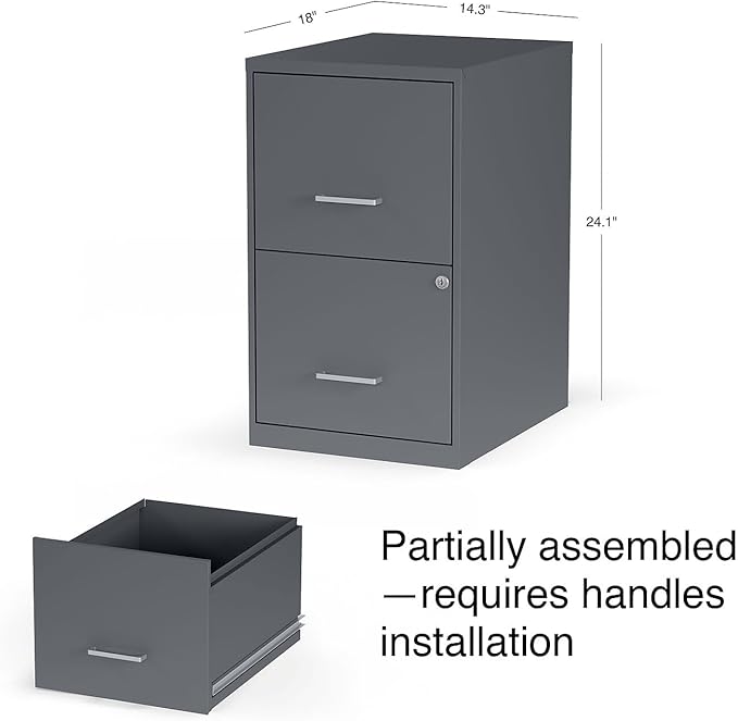 STAPLES Vertical File Cabinet for Letter/Legal Files, 2-Drawer, Letter/Legal Compatible, Locking, Graphite
