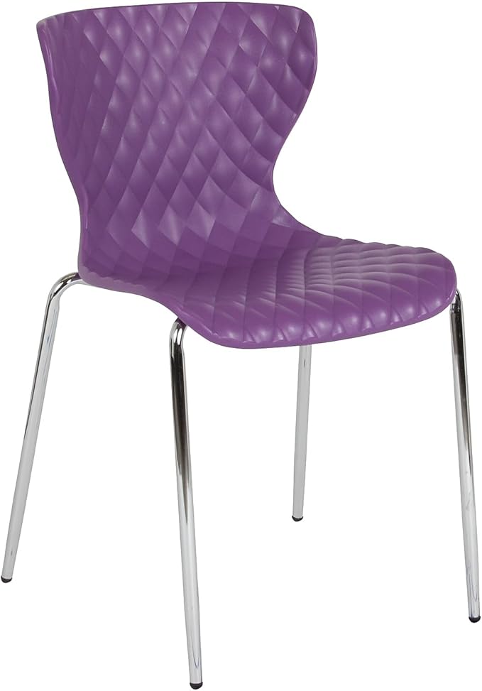 Flash Furniture Lowell Contemporary Design Purple Plastic Stack Chair