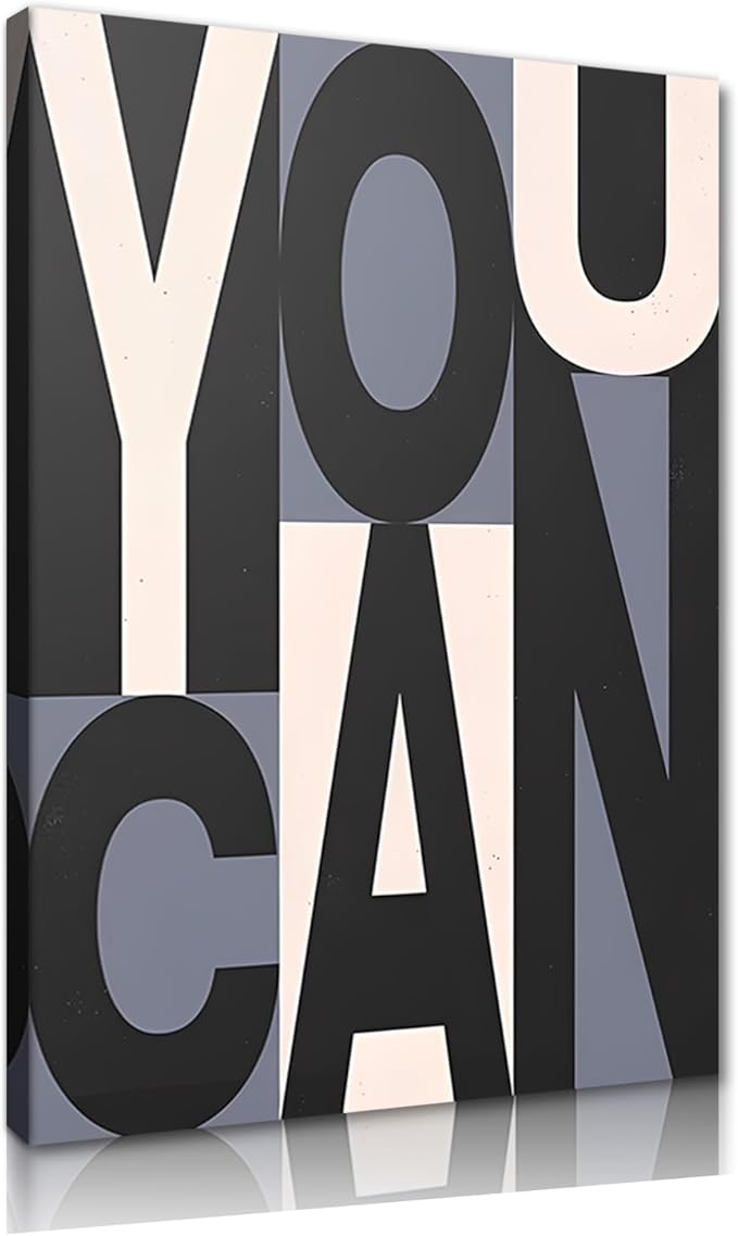 Yatsen Bridge Inspirational Words Canvas Wall Art You Can Poster Minimalist Art Office Decor for Work Dorm Home living room School College Decorations Framed Ready to Hang - 24x36 inch