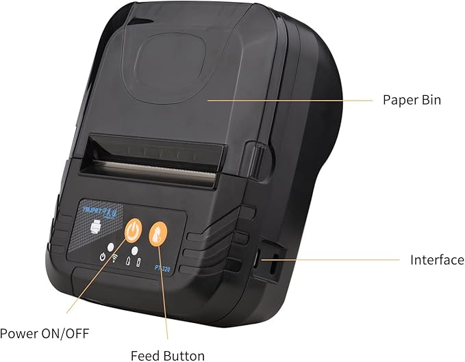 Mini Portable Receipt Thermal Printer 80mm Receipt Printer USB+Wireless BT Connection for Office/Market Compatible with Windows/Android/iOS