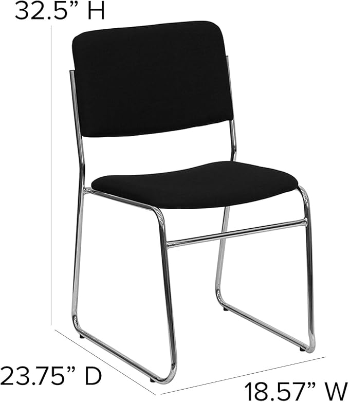 Flash Furniture 5 Pack HERCULES Series 500 lb. Capacity Black Fabric High Density Stacking Chair with Chrome Sled Base
