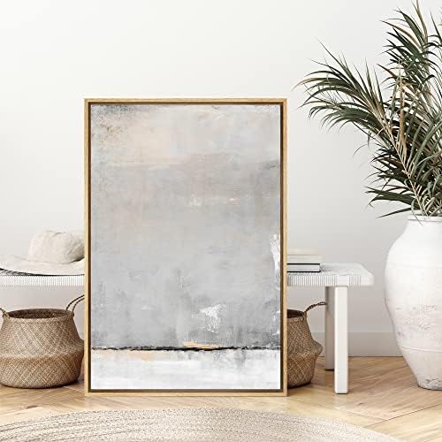 SIGNWIN Framed Canvas Print Wall Art Gray Tan Pastel Watercolor Landscape Abstract Shapes Illustrations Modern Art Decorative Contemporary Chic for Living Room, Bedroom, Office - 16"x24" Natural