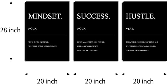 Motivational Black Quotes Success Posters Office Wall Decor Artwork Inspiring Hustle Painting Prints Inspirational Canvas Wall Art Home Living Room Bedroom Framed Artwork (60" Wx28 H)