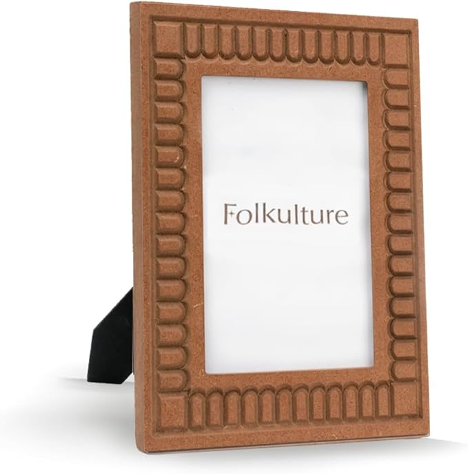 Folkulture MDF Photo Frame for Wall or Tabletop | Curvy Tales 5x7 Modern Curved Wooden Picture Frame with Plexiglass | Vertical & Horizontal Display | Handmade House Warming Gifts