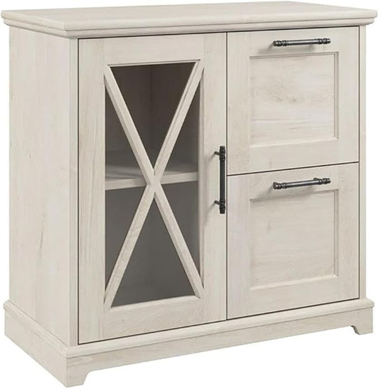 BOWERY HILL 2 Drawers 30" Lateral White Engineered Wood Filing Cabinet Easy Assembly Stationary Legal/Letter/A4 Size for Home, Office