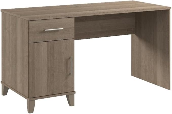 Bush Home Somerset 54W Office Desk with Drawer and Cabinet in Ash Gray, Computer Table with Storage for Home Office Workspace