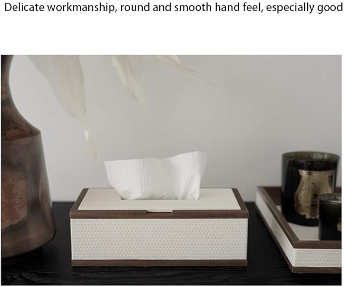 Stylish Tissue Box Walnut Tissue Box High-End Tissue Box Cover and Rectangular Tissue Box Holder for Bathroom Kitchen Office Desk Dressers Modern Tissue Box (Color : Gray) (White)