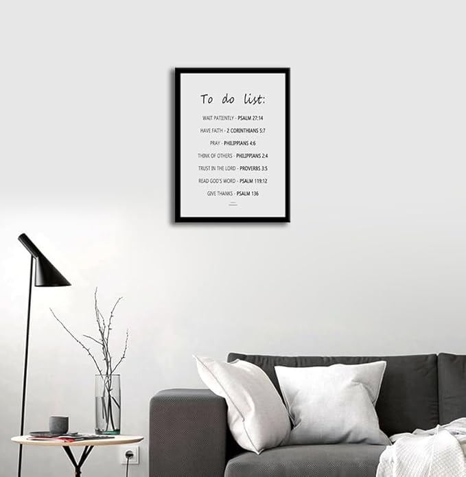 The Christian To Do List:Psalm,2 Corinthians,Philippians,Proverbs Positive Quotes Motivational Faith-Based Poster Inspirational Wall Art for Church Home Indoor Framed Ready to Hang [18" W X 24" H]