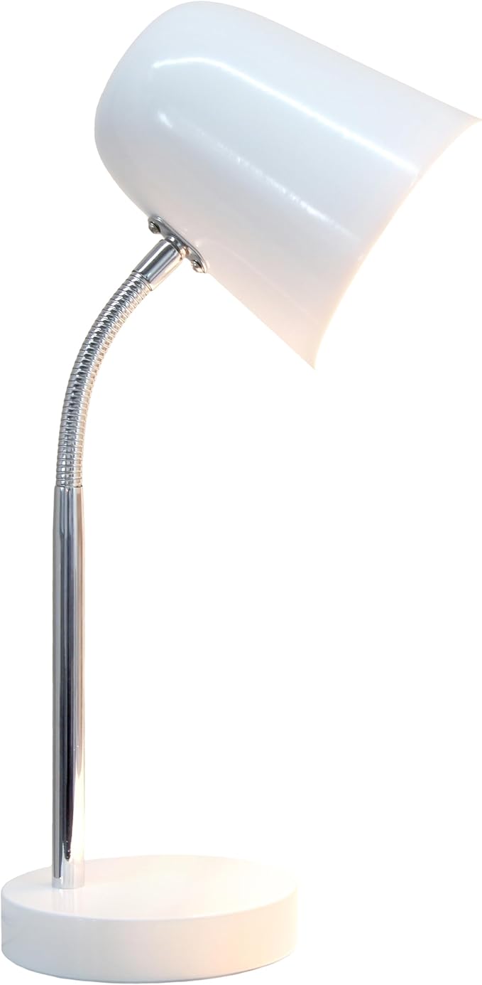 Simple Designs LD1075-OFF 15.28" Sleek Essentials Minimalist Metal Desk Task Lamp, for Office, Desk, Nightstand, Dorm, Off White