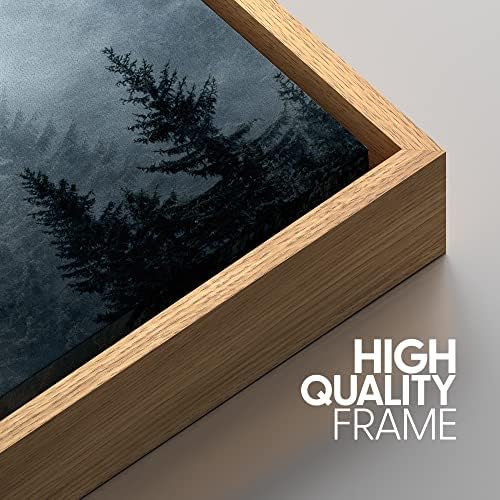 SIGNWIN Framed Canvas Print Wall Art Set Winter Fog Mist Pine Tree Mountain Forest Nature Wilderness Photography Modern Art Landscape Relax/Calm for Living Room, Bedroom, Office - 24"x36"x3 Natural