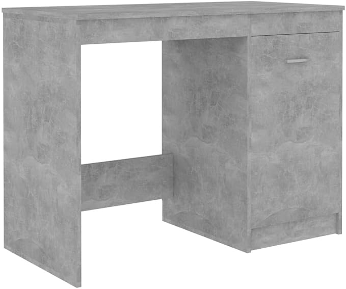 Modern Writing Computer Desk, Home Office Desk Writing Study Table PC Desk Workstation for Bedroom, Concrete Gray 39.4"x19.7"x29.9" Engineered Wood(J)