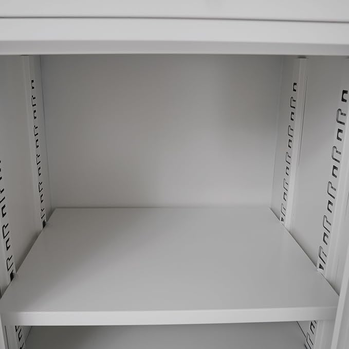 Metal Storage Cabinet with Lock, Under Desk Office Cabinet, Vertical File Cabinet, Printer Stand, Locking Filing Cabinet for Home Office, White