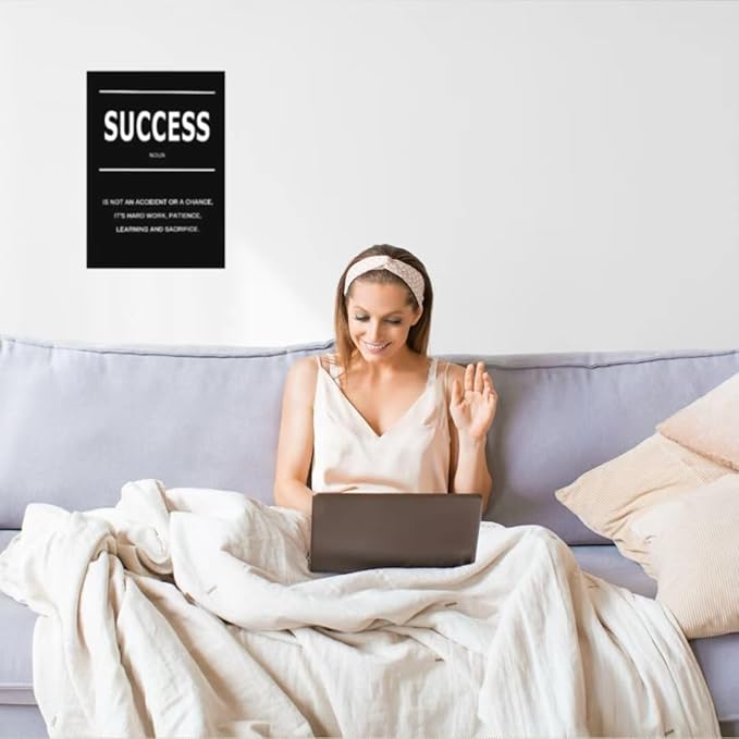 LMGOV Motivational Wall Decor, SUCCESS Office Wall Art for Men, Inspirational Canvas Painting for Bedroom, Black and White Poster for Bathroom, Home Office, Dorm, Gym