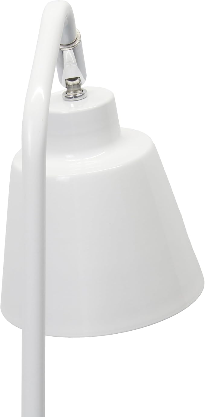 Simple Designs LD1077-WHT 16" Sleek Essentials Adjustable Metal Desk Task Lamp, for Office, Desk, Nightstand, Dorm, White