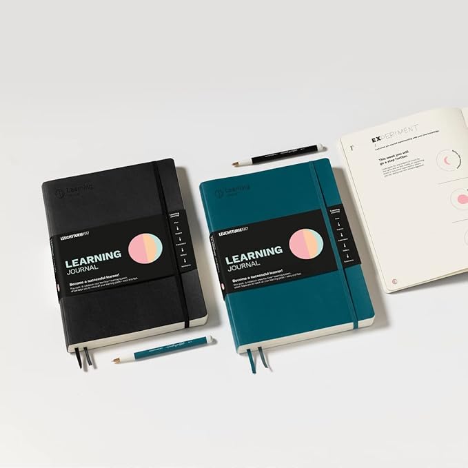 LEUCHTTURM1917 - Cleer Learning Journal - The Ideal Guided Journal, Workbook, and Notebook for Actively Acquiring New Professional and Personal Skills and Knowledge, Pacific Green
