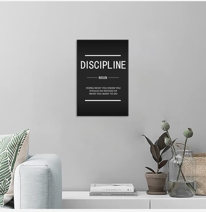 WYJZDZQ8 Inspirational Canvas Wall Art Discipline Noun Painting Poster Motivational Entrepreneur Quotes Proverbs Picture Print Artwork Office Home Wall Decoration Framed Ready to Hang[12" W X 18" H]