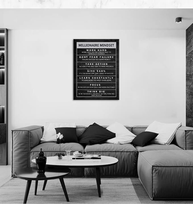 Inspirational Canvas Wall Art Motivational Painting Positive Entrepreneur Quotes Poster Millionaire Mindset Pictures Print Wall Decor Artwork for Office Bedroom Framed[30" W X 40" H]