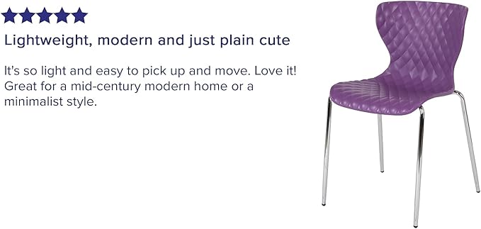 Flash Furniture Lowell Contemporary Design Purple Plastic Stack Chair