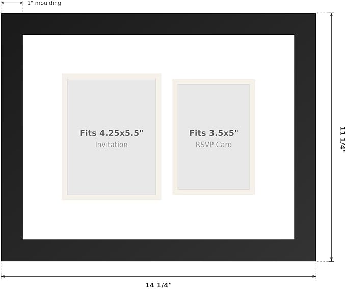 Invitation and RSVP Card Frame Black Double Mat White Over Black Ceremony Keepsake Display Made in the USA