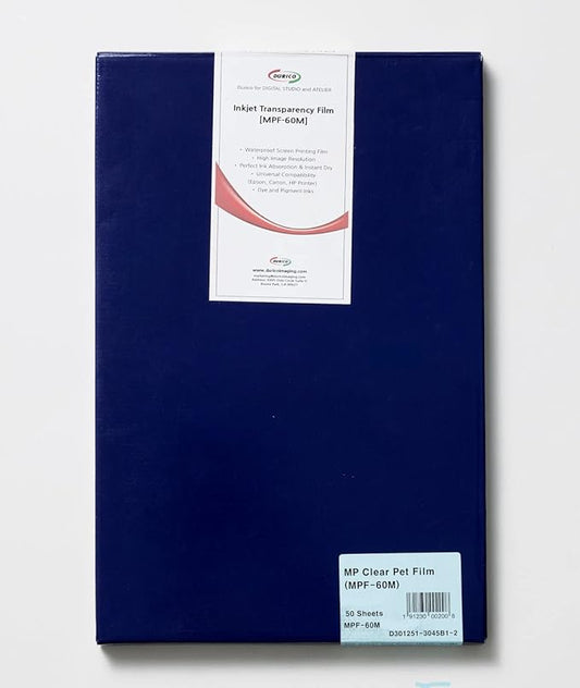 DURICO Translucent PET 5.3mil (135micron) Inkjet Film in Sheets for Screen Printing (8.5x11 IN/ 50 sheets)