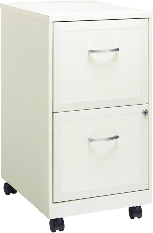 Realspace 18"D SOHO Vertical Letter-Size Mobile File Cabinet, 2 Drawers, Pearl White