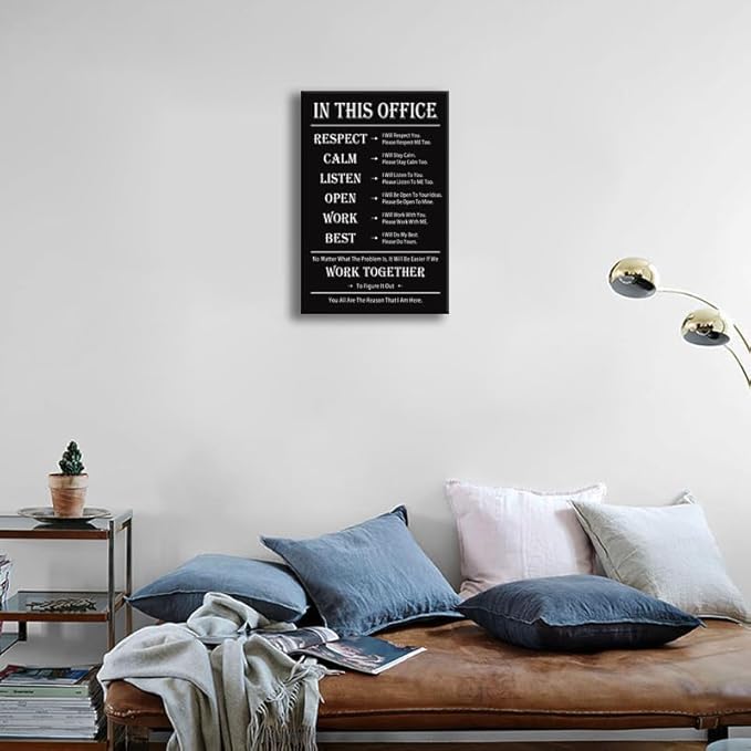 Motivational Canvas Wall Art for Office Wall Decor Inspirational Teamwork Theme Painting Posters In This Office Canvas Prints Artwork Framed Wall Art for Bedroom Modern Company Decor[12''W x 18''H]