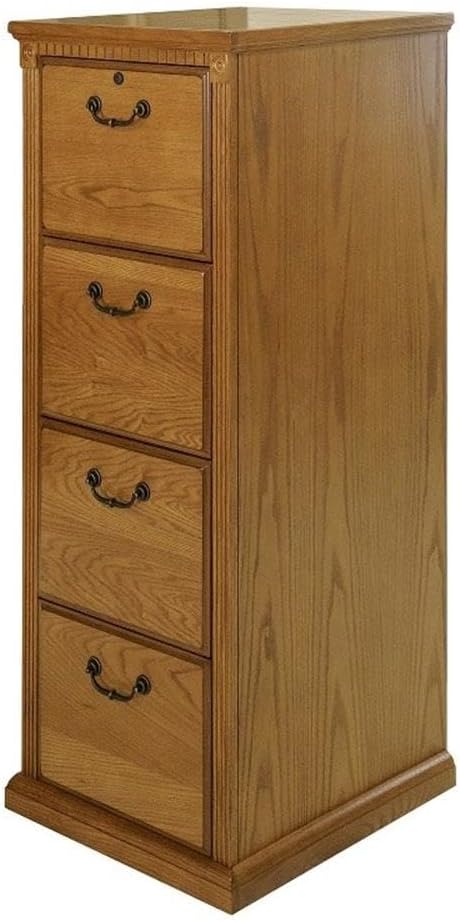 Pemberly Row 4-Drawer Wood Filing Cabinet, Natural Distressed Finish, Hardwood Solids and Veneers, Locking Top Drawer, 55" H x 20.75" W x 24.5" D, Office Storage and Organization