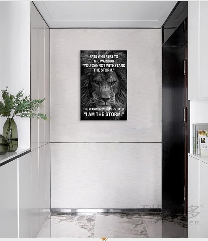 Motivational Canvas Wall Art Inspirational Entrepreneur Positive Quotes Office Lion Poster Success Canvas Picture Print Artwork Home Living Room Office Gym Wall Decor Ready to Hang[24''W x 36''H]