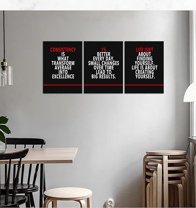 WYJZDZQ8 Inspirational 3 Pieces Poster Motivational Wall Art Canvas Prints Artwork for Office Living Room Modern Home Decor Painting Pictures Stretched and Framed Ready to Hang [36''Wx 16''H]