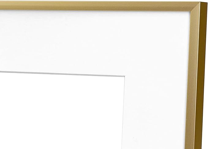 Golden State Art, Gallery Wall Frame Set of 6 - Gold 12x12 Aluminum Photo Frames with Mat for 8x8 Pictures - 12 x 12 inch Metal Frame with Real Glass Cover - Elegant Home or Office Decor