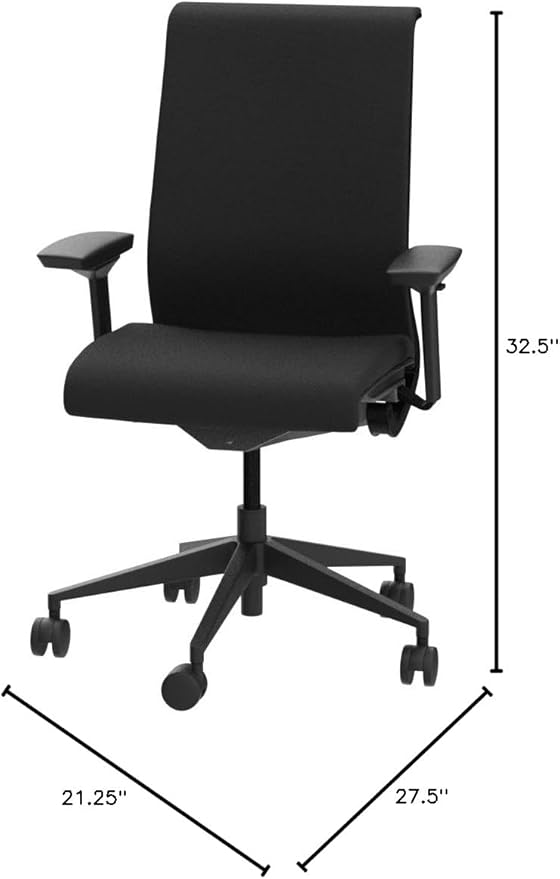 Steelcase Think Chair - Sophisticated, Multi-User Chair - Five Points of Adjustability - Ergonomic Office Chair - Spine Comfort - Lumbar Support - Adjustable Arms - Black