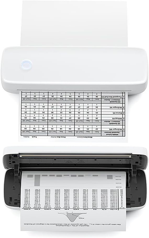 A4 Portable Thermal Transfer Printer & USB Connected to Office School Mobile Computer with 1 Roll of Thermal Paper Compatible with Windows / Mac System, Inkless Printing, PDF Files, Webpages
