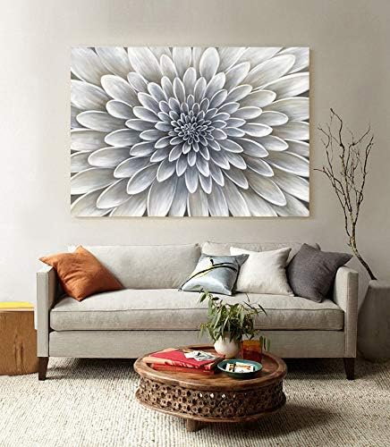 Yihui Arts White Flower Canvas Wall Art Painting, Floral Canvas Pictures Aesthetic Botanical Artwork for Bedroom Living Room Bathroom Decor