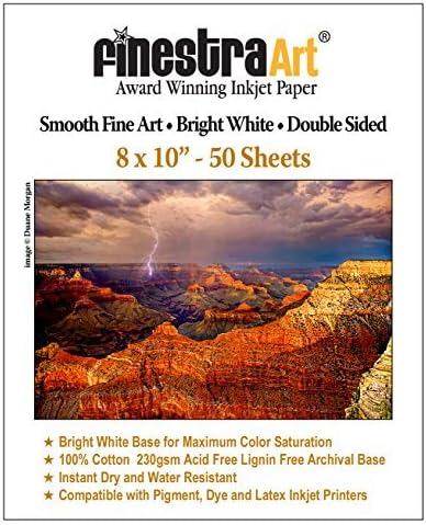 8" X 10" Smooth Fine Art Bright White Double Sided - 50 Sheets