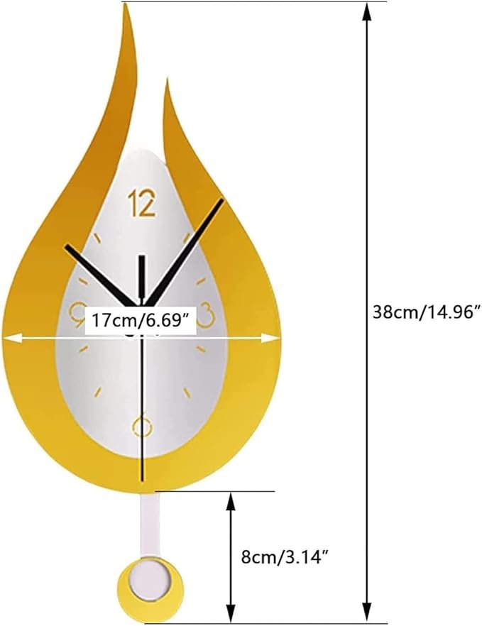 Wall Clock Wall Clock 3D Modern Wall Clock Decor Decorative Office Wall Clock with Pendulum Silent Numerals Water Drop Wall Clock Modern Clock (A 17 * 38cm)