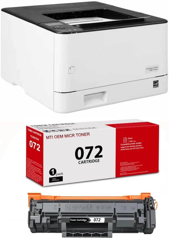 MTI imageCLASS lbp172dw Check Printer, Wireless B&W Laser Office Printer, 1 OEM Modified 072 Starter MICR Toner Cartridge, Best for Printing Business and Personal Checks