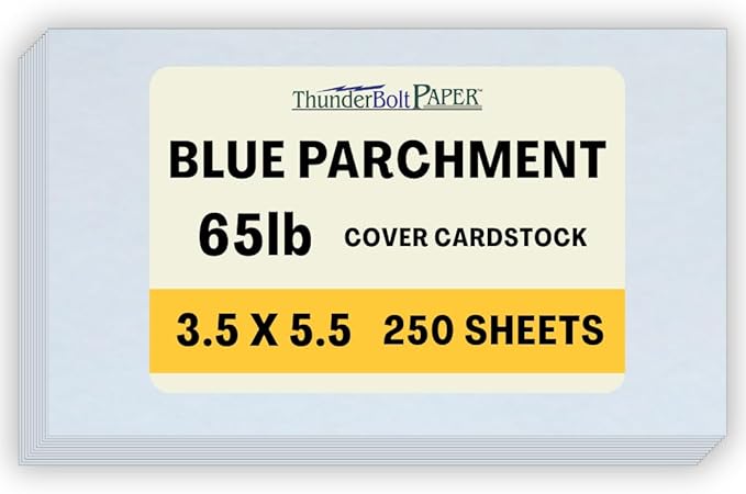 250 Blue Parchment 65lb Cover Weight Paper - 3.5" X 5.5" (3.5X5.5 Inches) USPS Standard Postcard Card Size - Printable Cardstock Colored Sheets Old Parchment Semblance